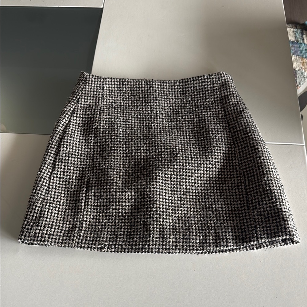 Mango Black and White Mini A-Line Skirt